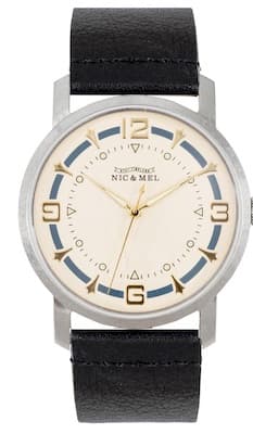 WALKER, Black leather, wristwatch