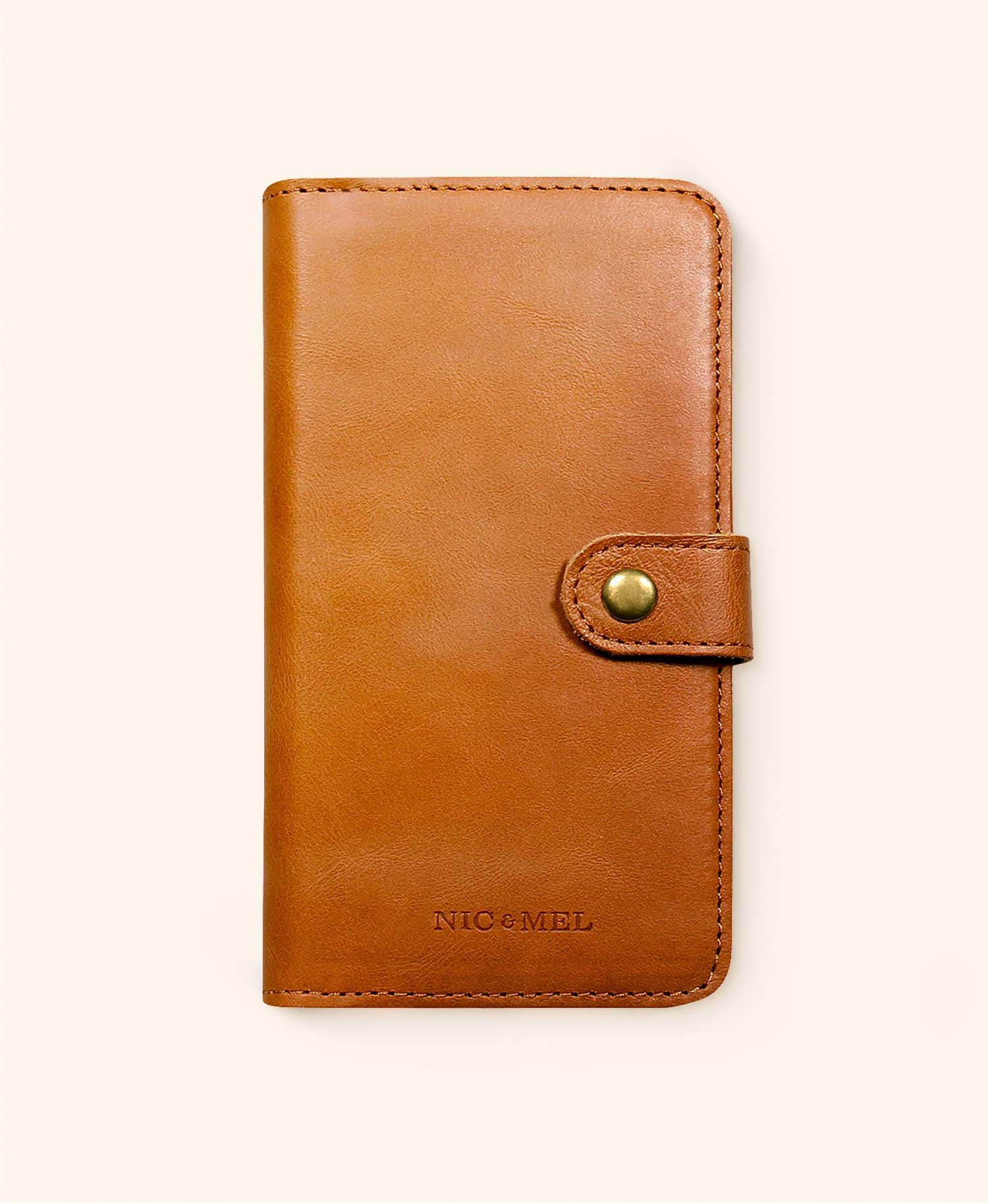 Andrew iPhone wallet Italian leather, Cognac - iPhone 12 Mini, Cognac