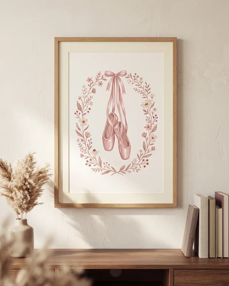 Ballet shoes botanical poster