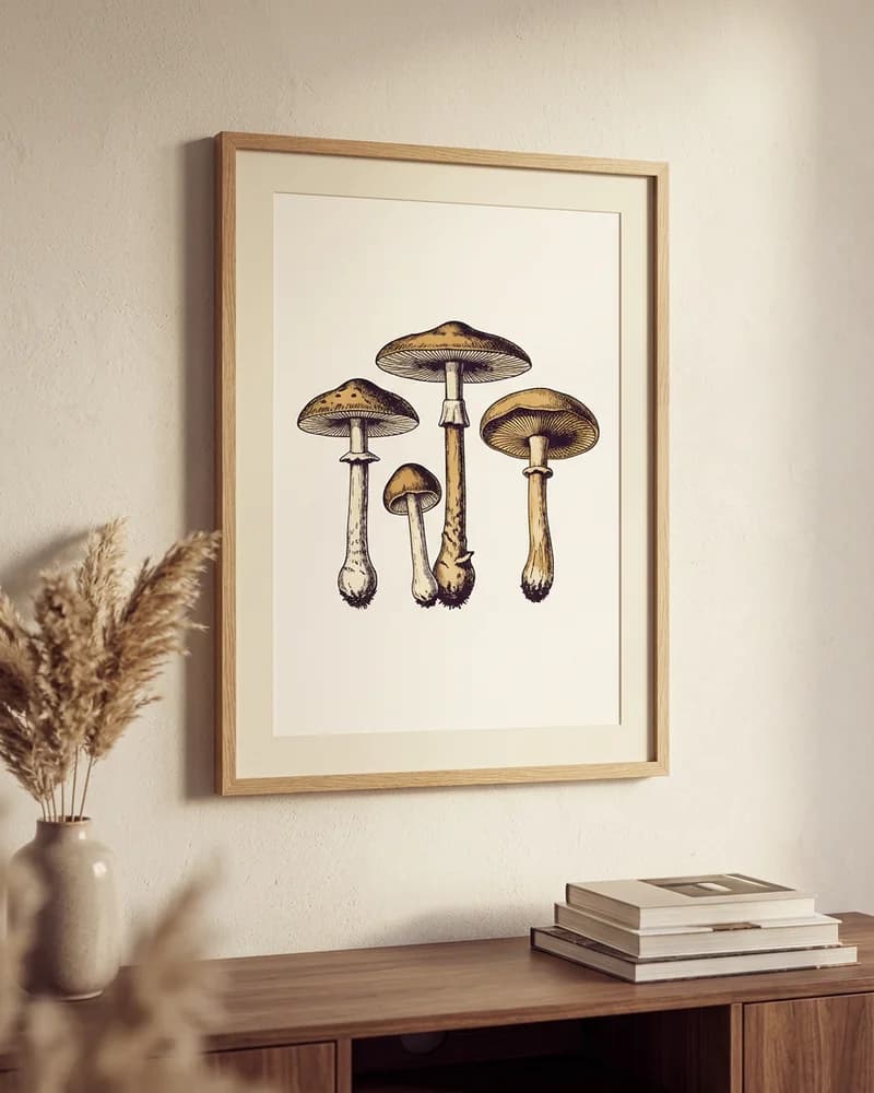 Herbarium mushroom poster