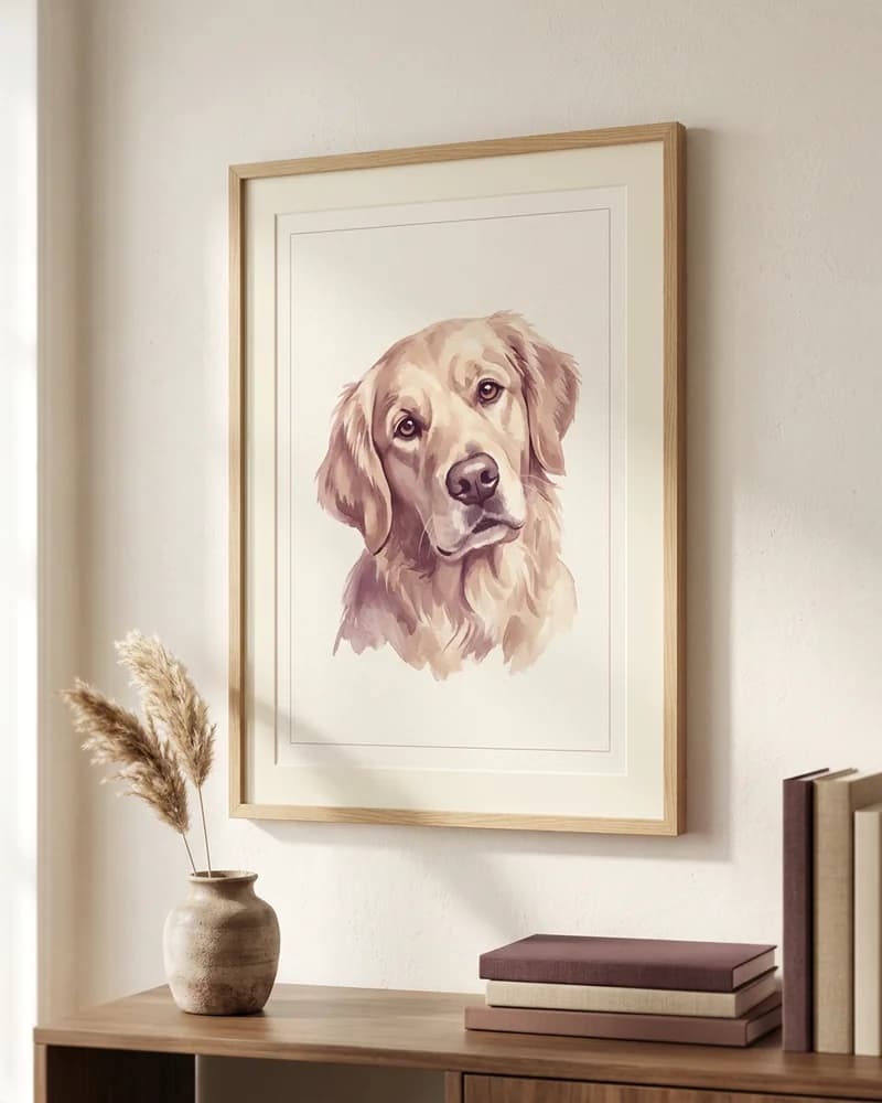 Painted-feel pet portrait poster