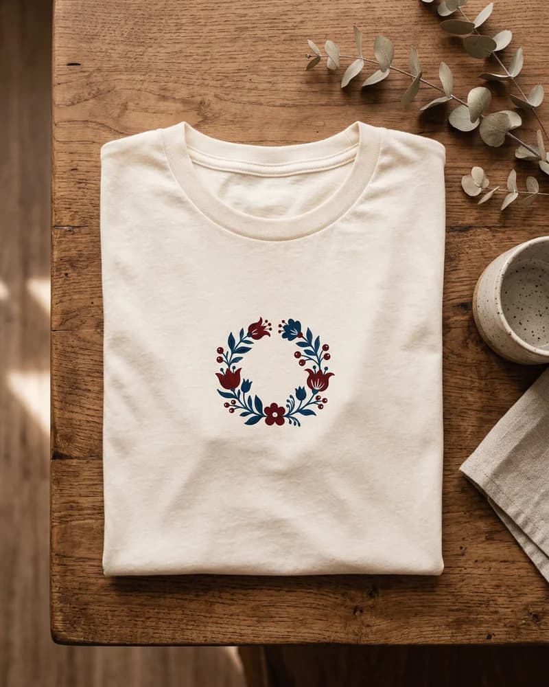 Scandi folk wreath tee