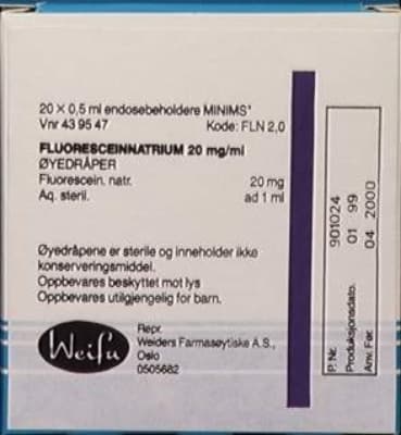 Fluoresceinna Minim øyedråper 20mg