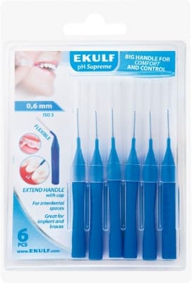Ekulf ph supreme mellombørst 0,6mm blå -6stk