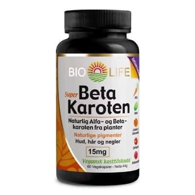 Bio life betakaroten 15mg 60 kapsler