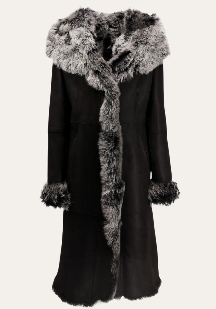 Toscana Lammfellmantel Charlene Schwarz - Größe: XL