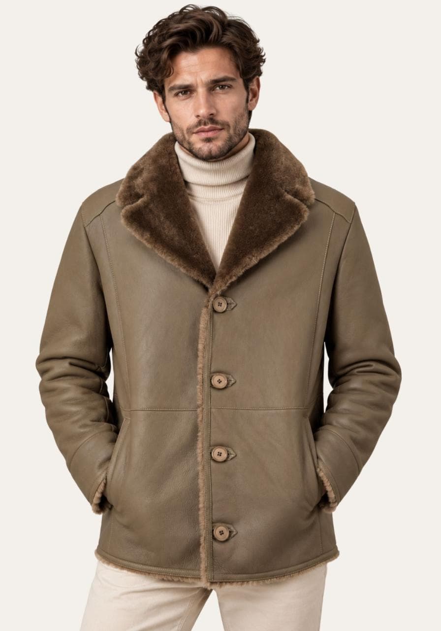 Shearling Lammfelljacke - stilvoller Klassiker für den Wi... - Größe: XL