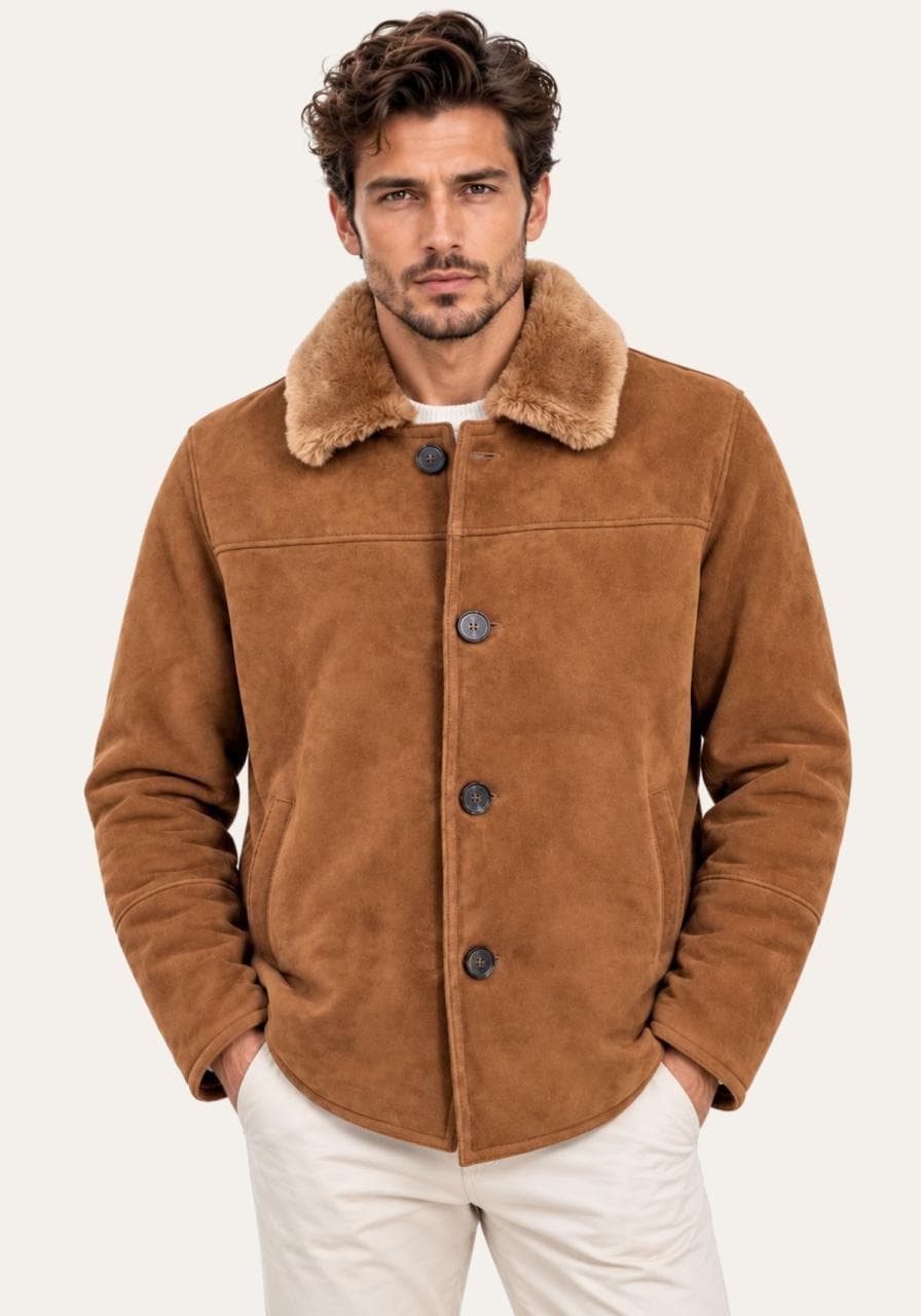 Shearling Lammfelljacke - Charakterstarker Klassikker mit... - Größe: M