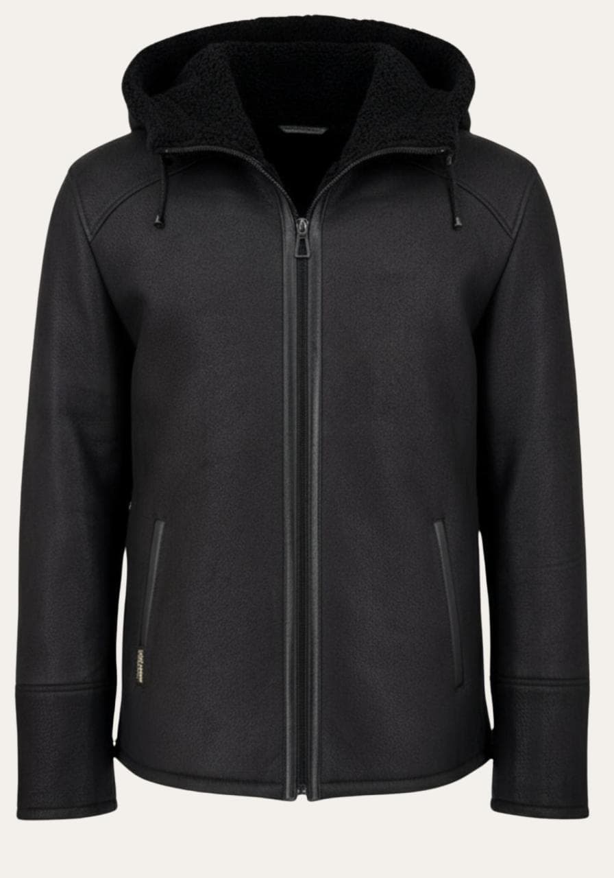 Jacke Levin Schwarz – Curly Lammfell im urban-lässigen Look - Größe: 3XL