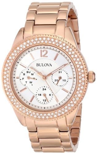 BULOVA WOMEN'S 97N101 SWAROVSKI CRYSTAL ROSE GOLD BRACELET WATCH