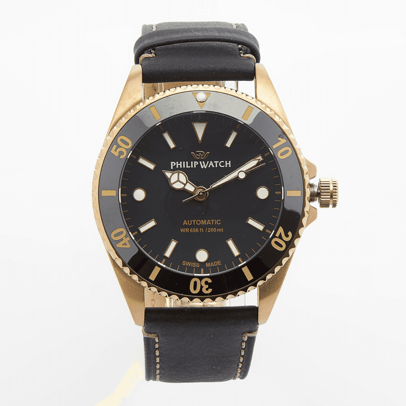 Philip Caribe Diving Automatic Watch Limited Edition Black Leather