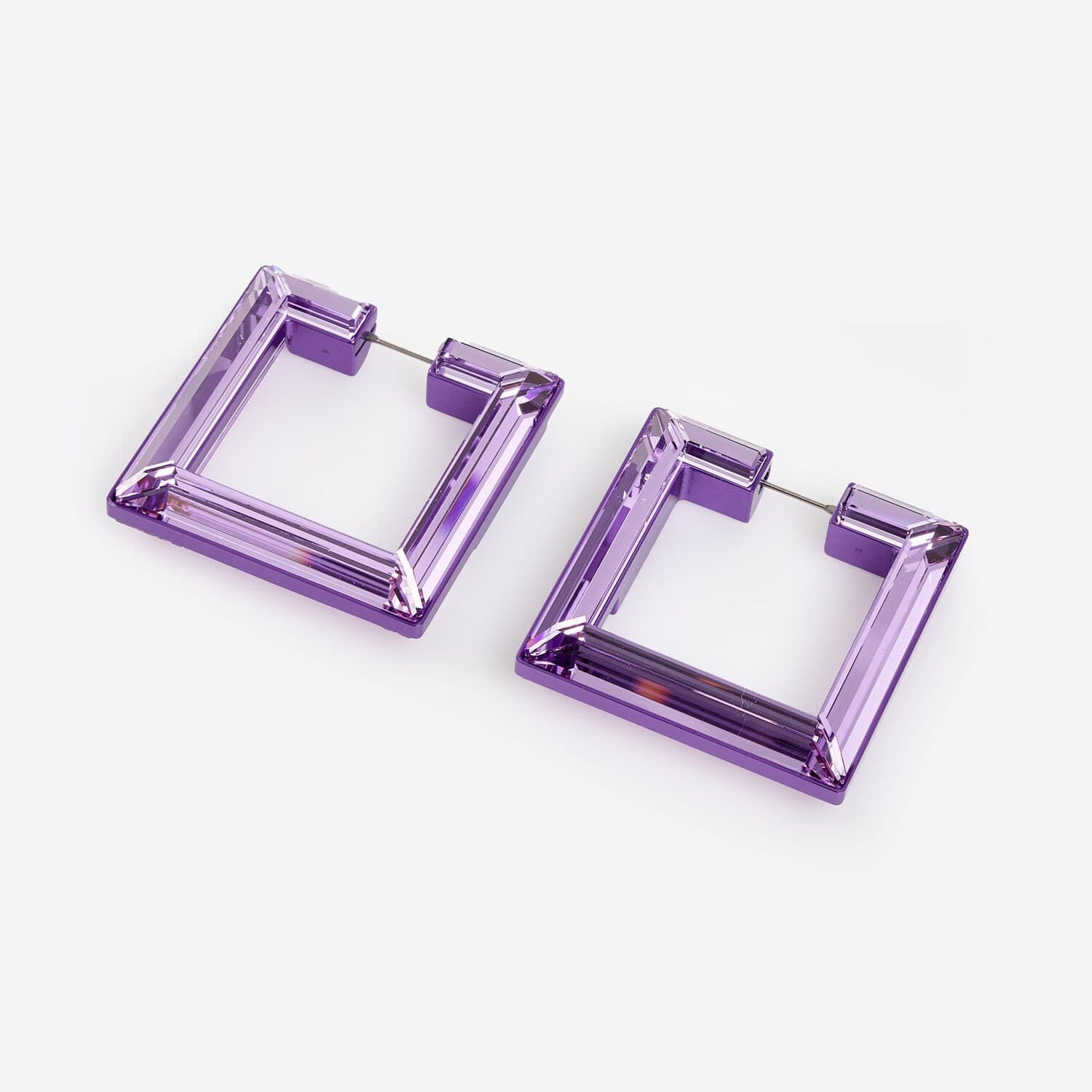Swarovski Lucent Hoop Earrings | Purple | 5613550 | Square Shape