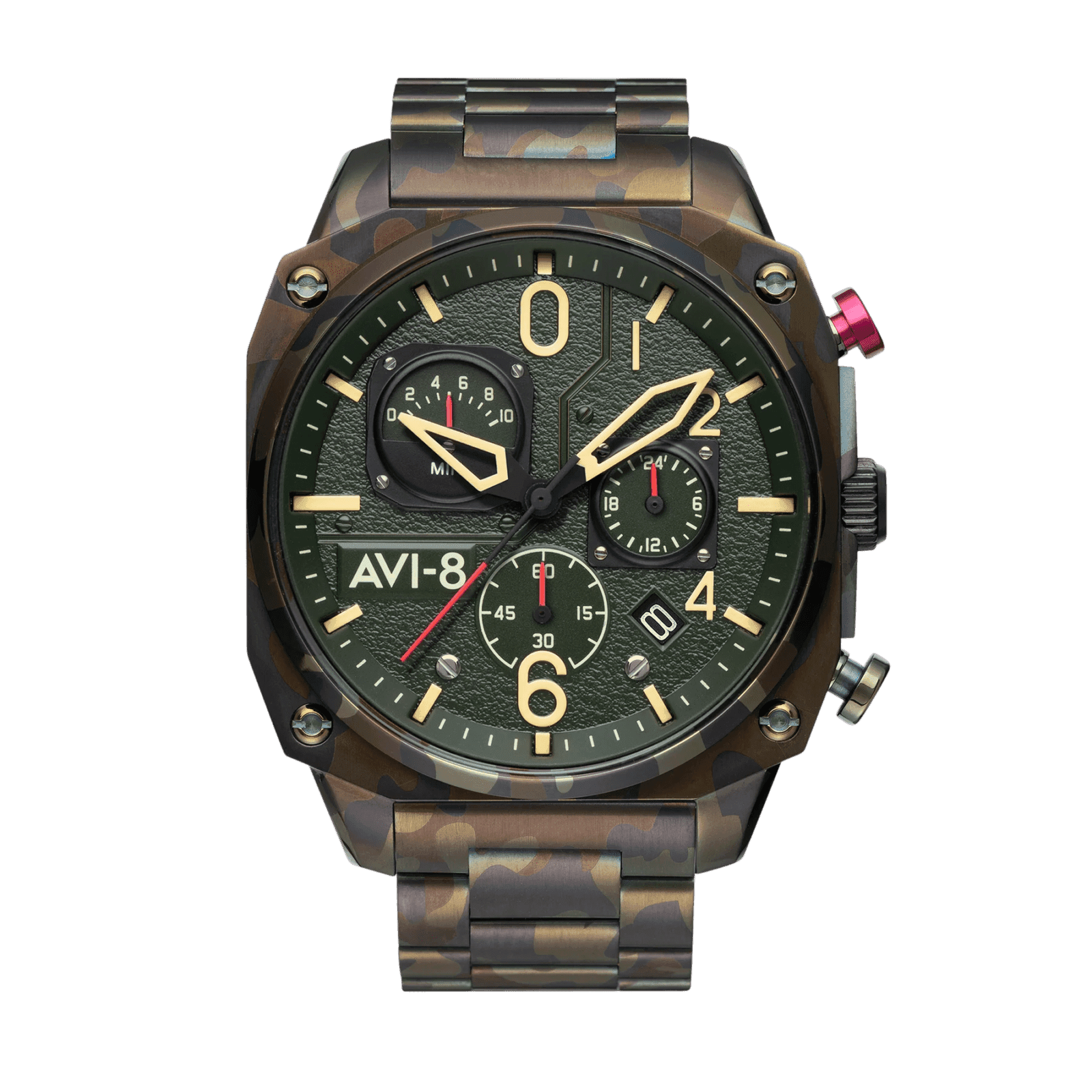 AVI-8 Hawker Hunter Retrograde Ground Camo Quartz Watch Green AV-4052-22