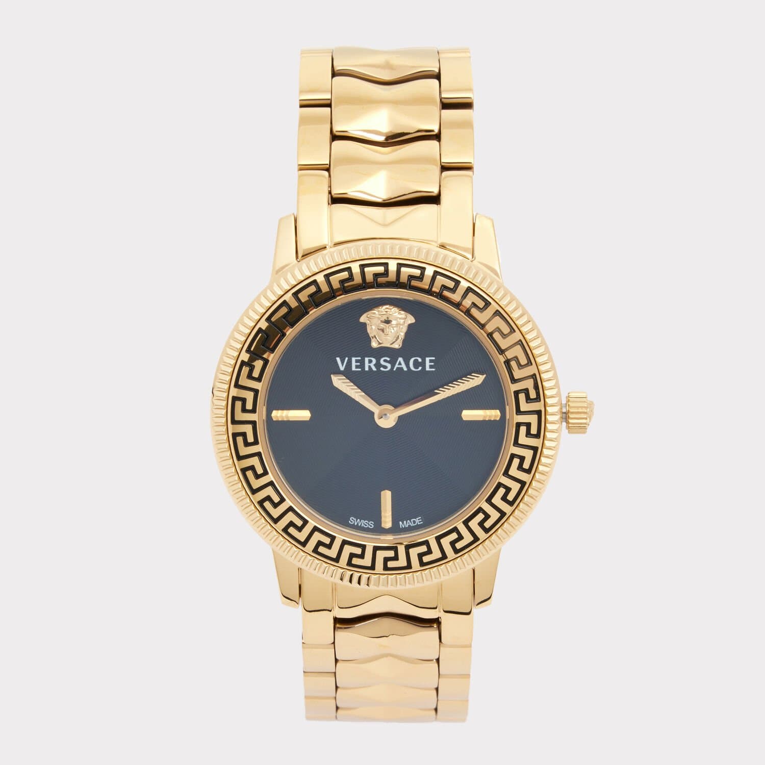 Versace V-Tribute VE2P00622 Women's Gold-Tone Watch with Black Guilloche Dial