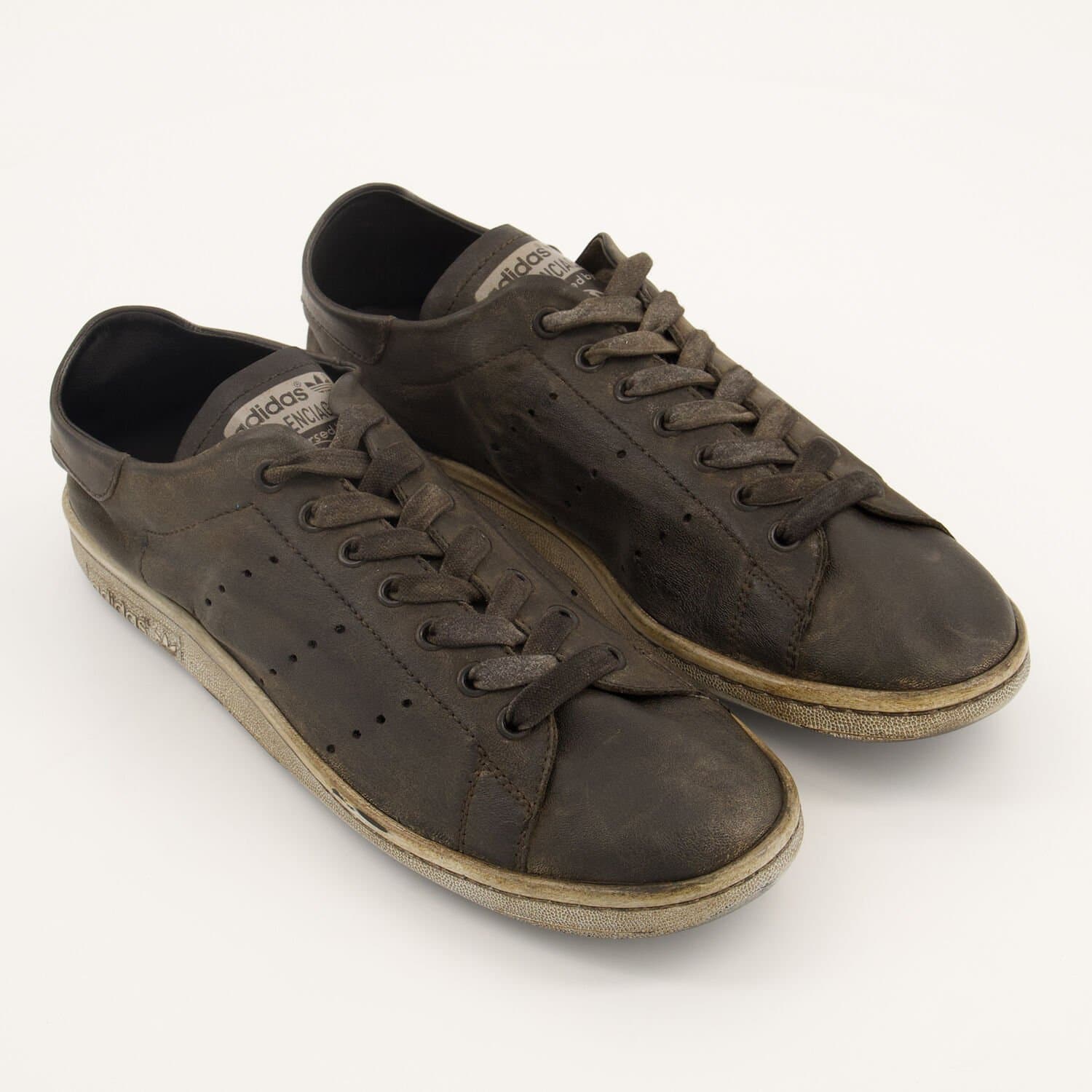 Balenciaga x Adidas Stan Smith Worn-Out Black Distressed Leather Trainers UK7