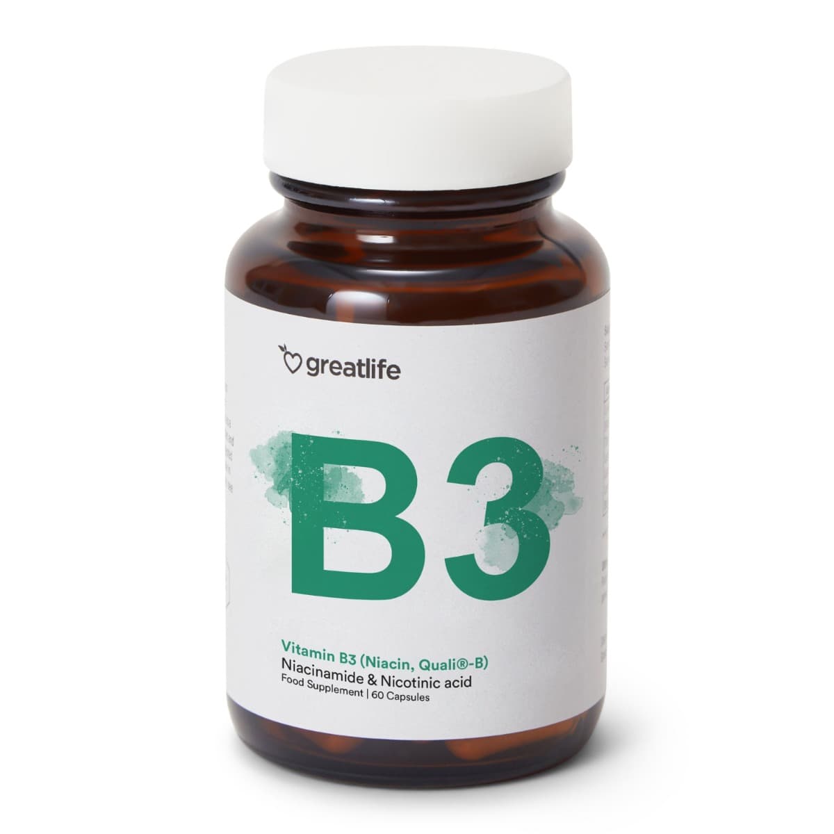 Greatlife Vitamin B3 (Niacin, Quali®-B) 60 kapsler