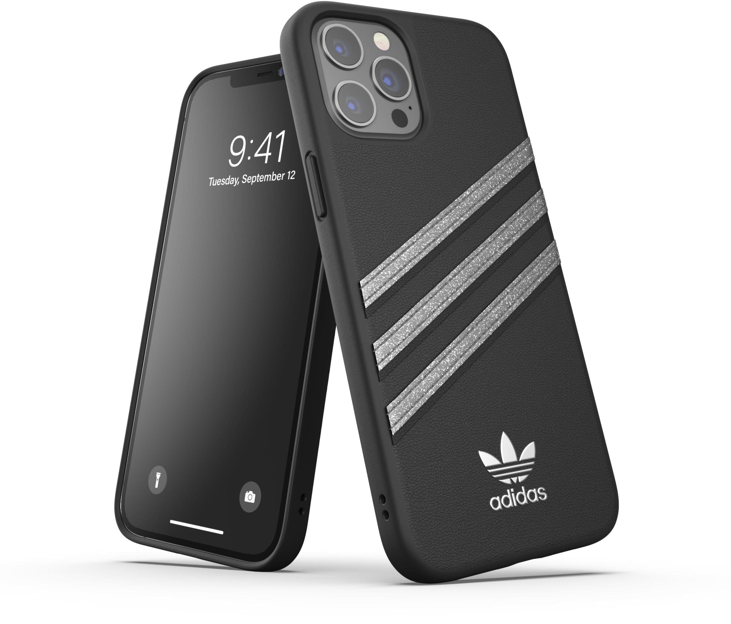 Adidas OR støpt deksel (iPhone 12 Pro Max) - Svart/sølv