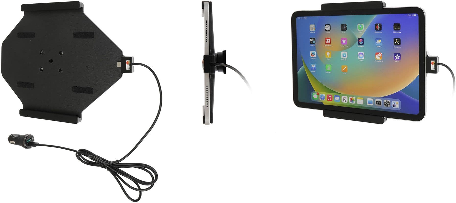 Brodit Aktiv holder med USB-kabel og sigaadapter 721339