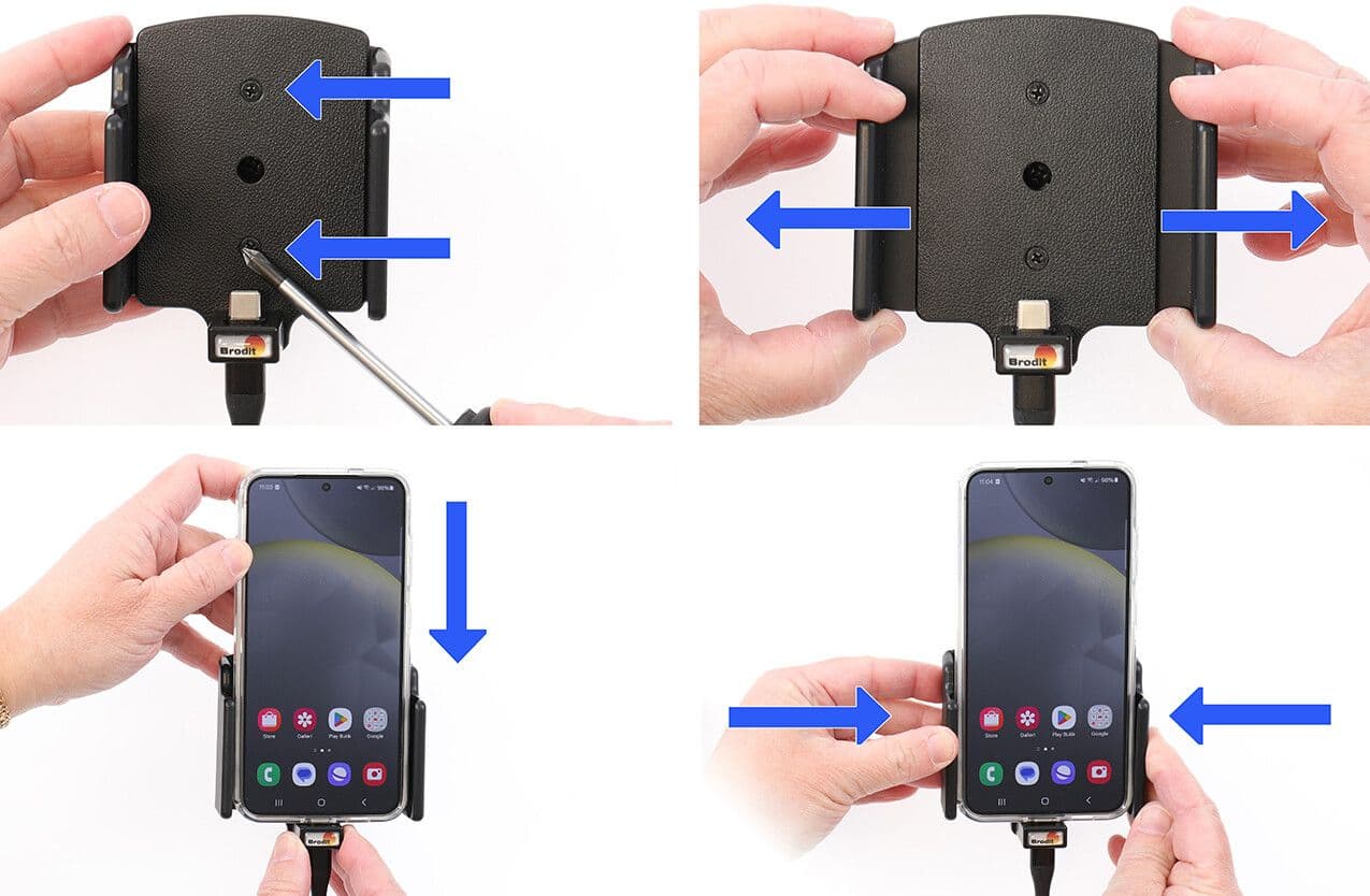 Brodit Aktiv holder med USB-kabel og sigarettadapter 721456