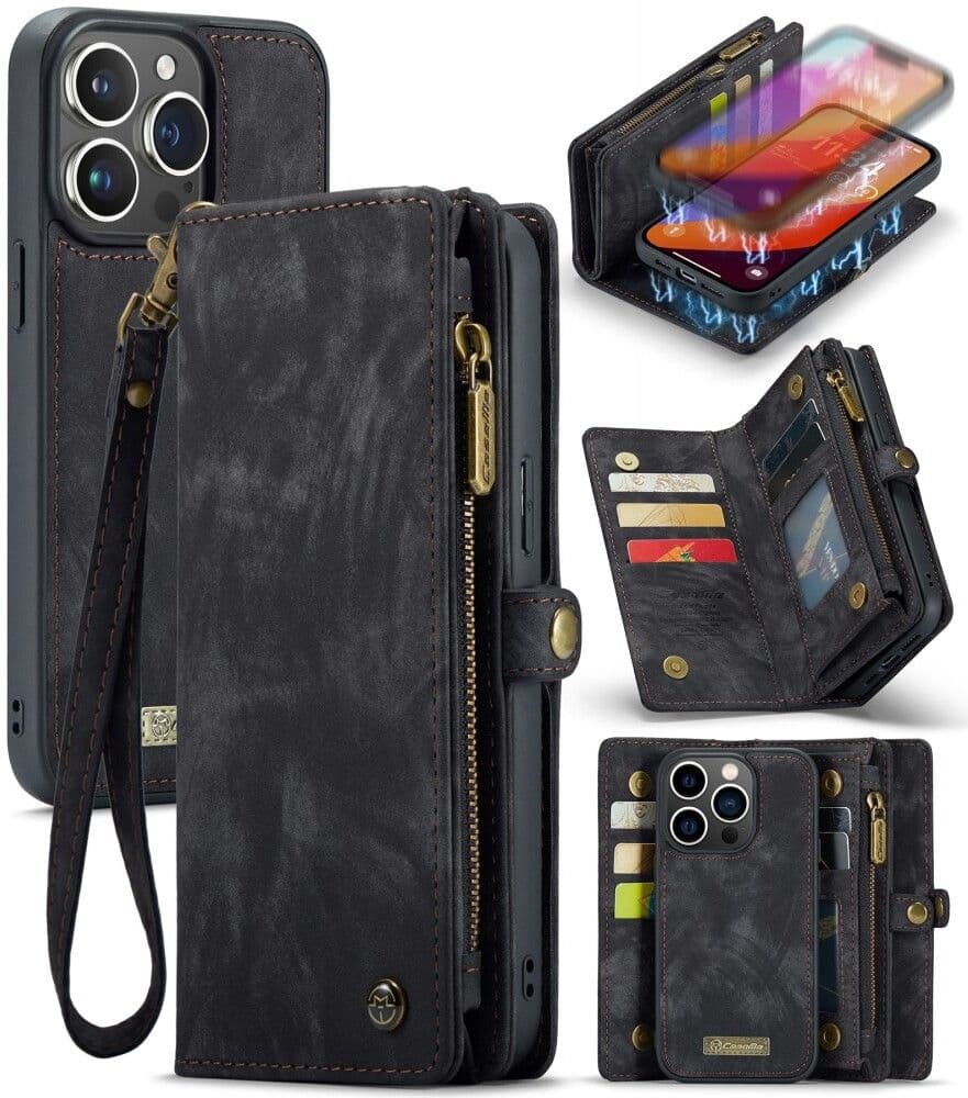 CaseMe Vintage 2-i-1 (iPhone 16 Pro) - Svart