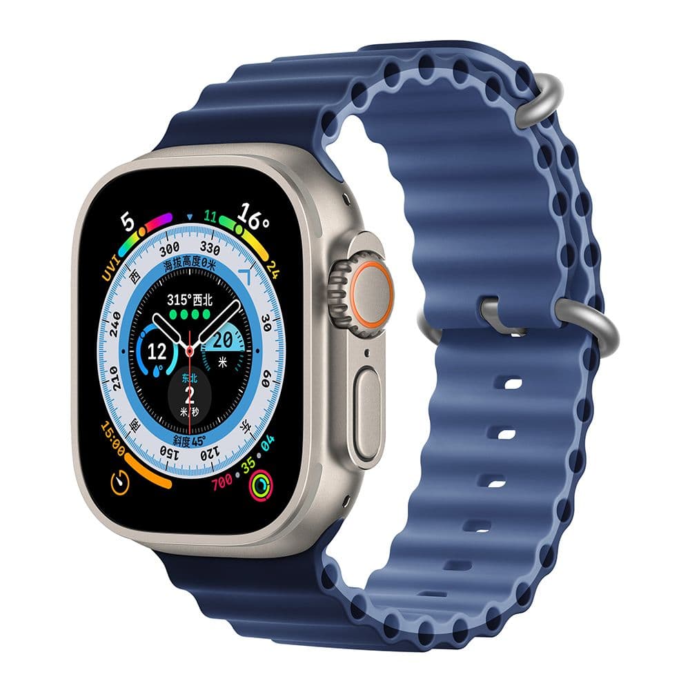 Devia Sport6 Silicone Two-tone Watch Band (Apple Watch 42/41/40/38mm) - Mørkeblå/Lyseblå