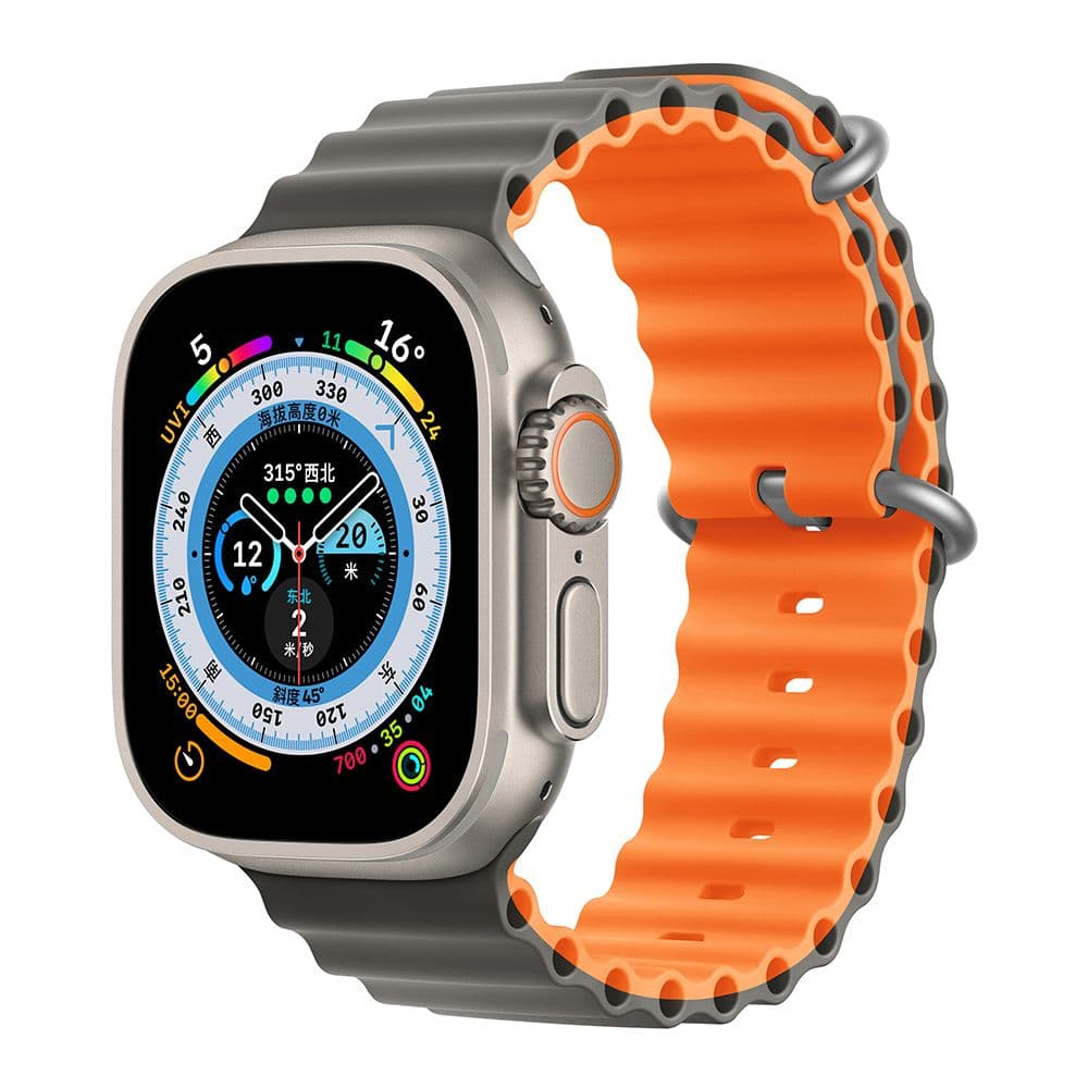 Devia Sport6 Silicone Two-tone Watch Band (Apple Watch 49/46/45/44/42mm) - Grå/Oransje