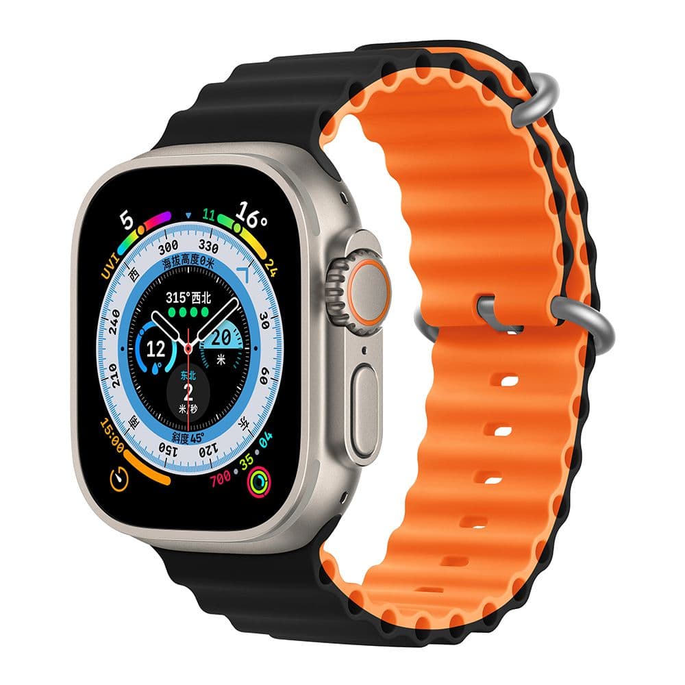 Devia Sport6 Silicone Two-tone Watch Band (Apple Watch 49/46/45/44/42mm) - Svart/Oransje