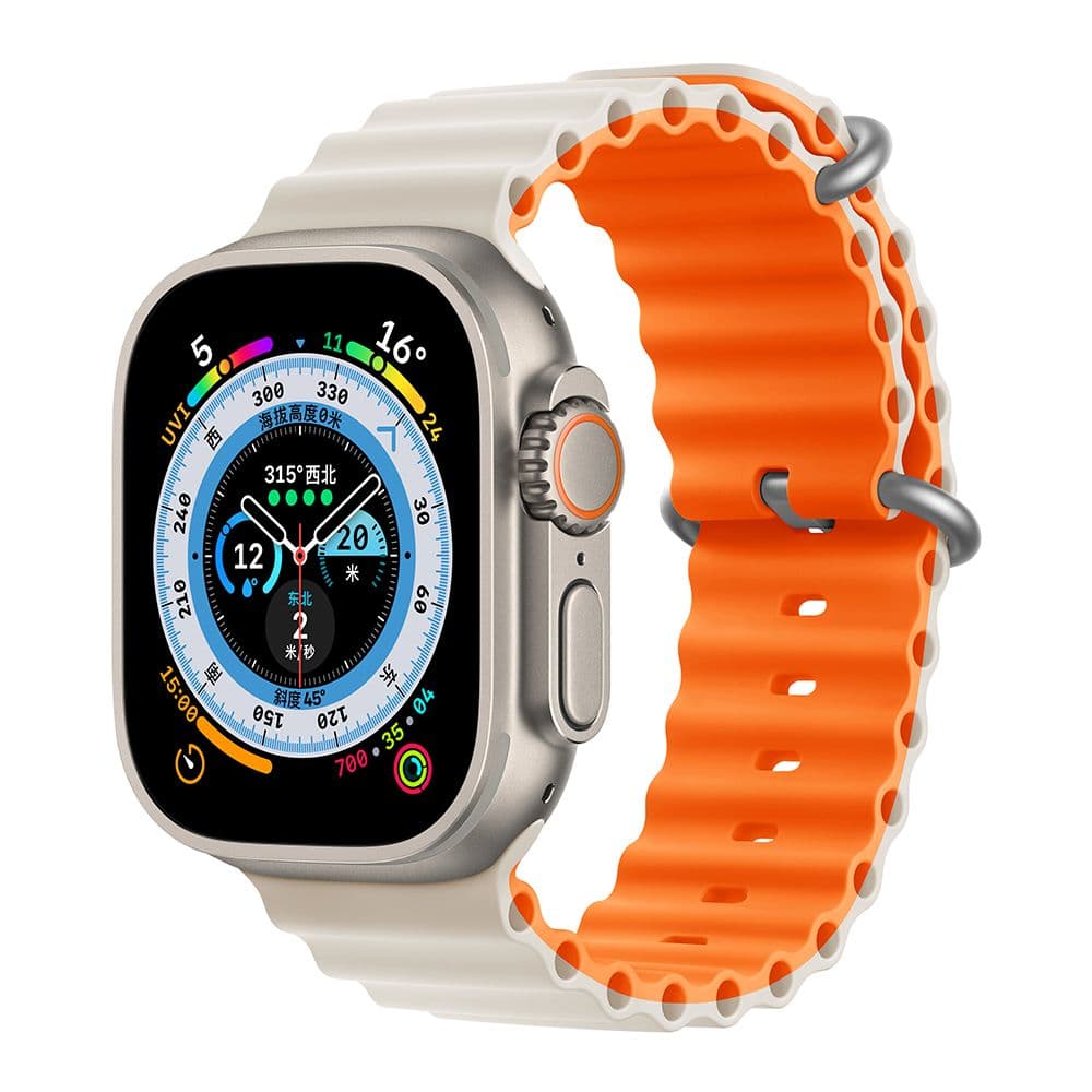Devia Sport6 Silicone Two-tone Watch Band (Apple Watch 49/46/45/44/42mm) - Beige/Oransje