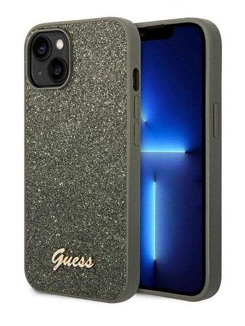 Guess Glitter Flakes-deksel (iPhone 14 Plus) - Grønn