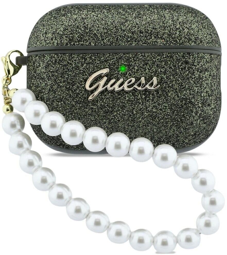 Guess Glitter Pearl Strap Case (AirPods Pro 3) - Mörkgrön