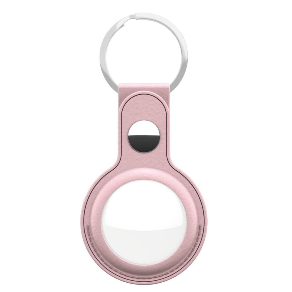 KeyBudz nøkkelring i skinn (AirTag) - 2-pakning - Rosa