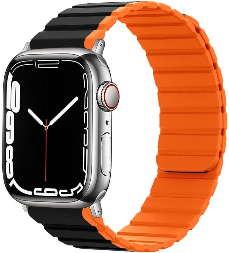 Lippa Magnetic Silicone Strap (Apple Watch 42/41/40/38 mm) - Svart/Orange