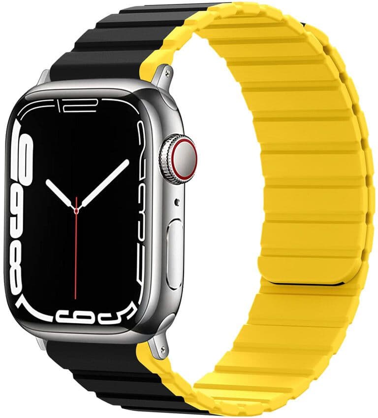 Lippa Magnetic Silicone Strap (Apple Watch 42/41/40/38 mm) - Svart/Gul