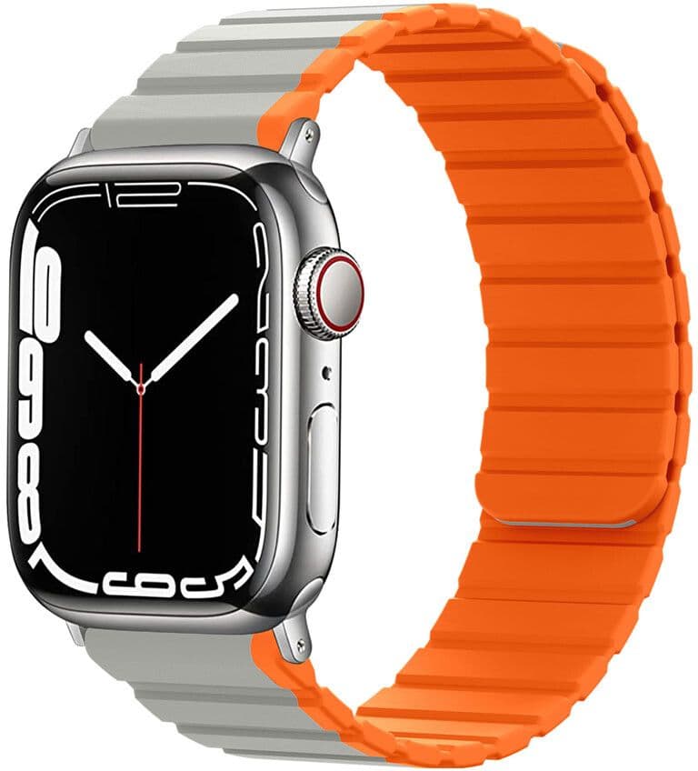 Lippa Magnetic Silicone Strap (Apple Watch 42/41/40/38 mm) - Grå/Orange