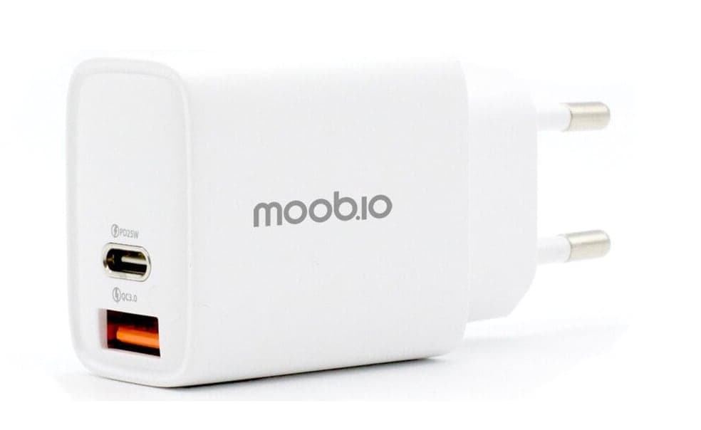 Moobio Vegglader 25W USB-C og USB-A PD