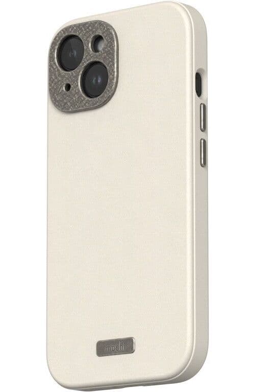 Moshi Napa Deksel (iPhone 15) - skinnskall - vegansk skinn - Hvit