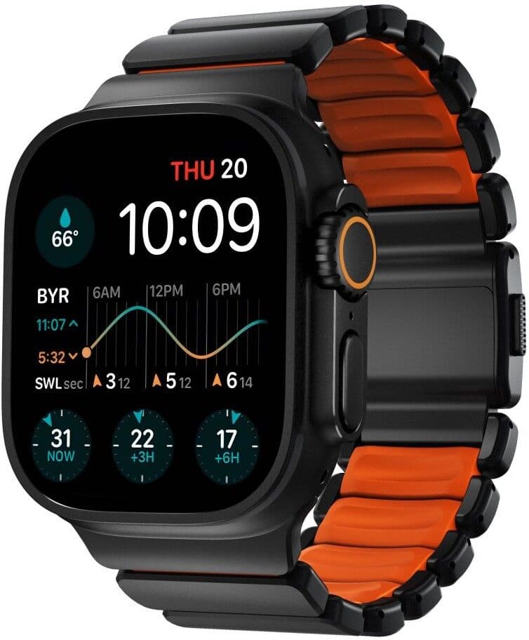 Nomad Stratos-rem (Apple Watch 49/46/45/44/42 mm) - Svart/Oransje