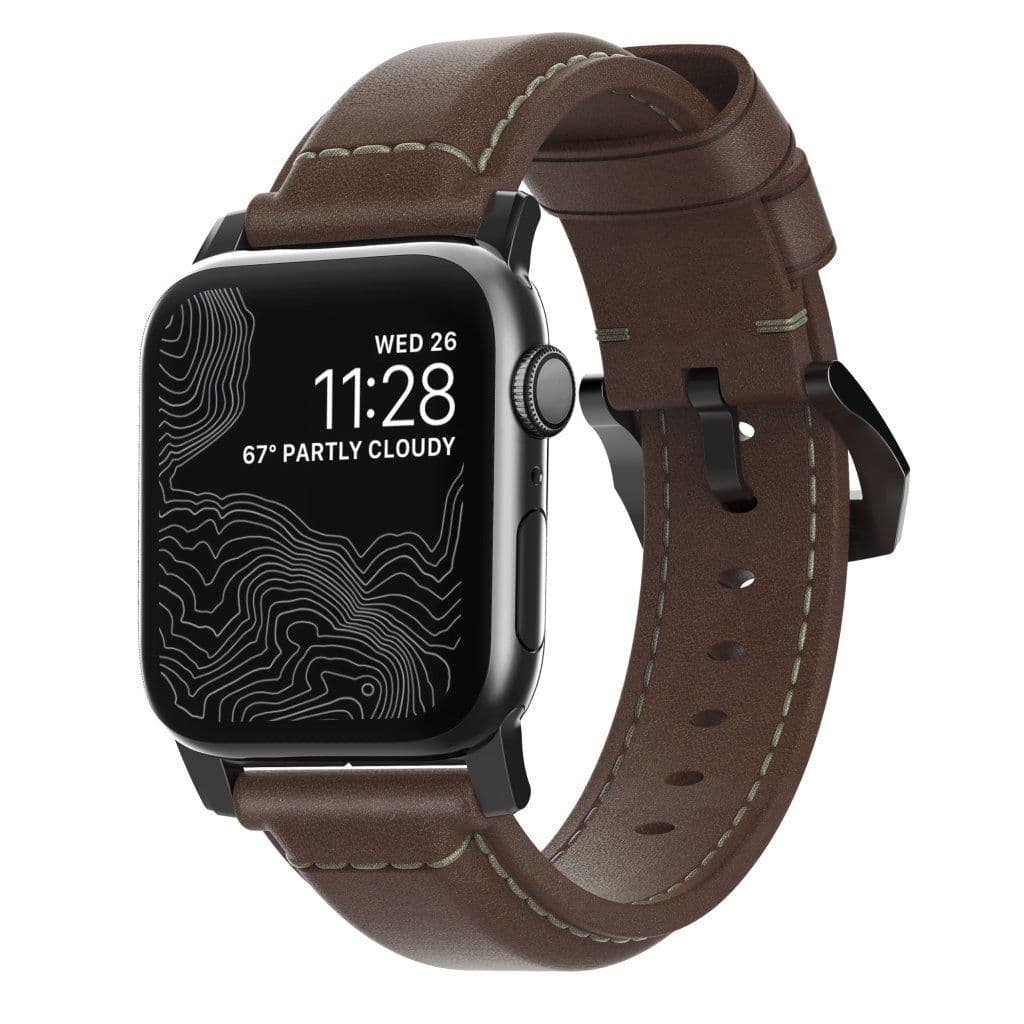 Nomad - Traditional Leather Strap (Apple Watch 49/46/45/44/42mm) - Brun/Svart