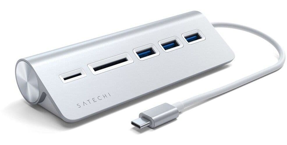 Satechi USB-C Aluminium USB 3.0 Hub & Card Reader - Sølv