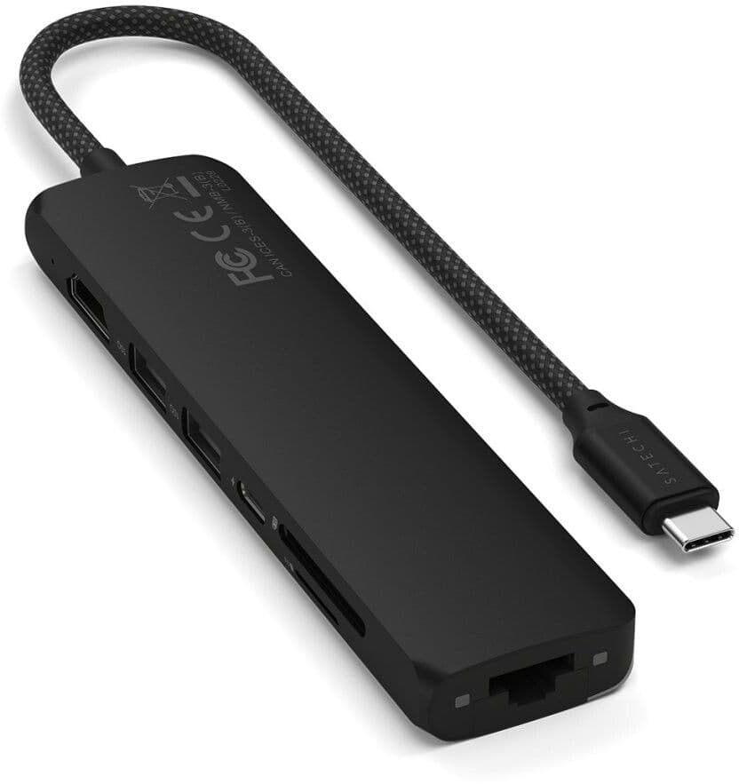 Satechi 7-i-1 USB-C Slim Multiport Adapter med Ethernet - Svart