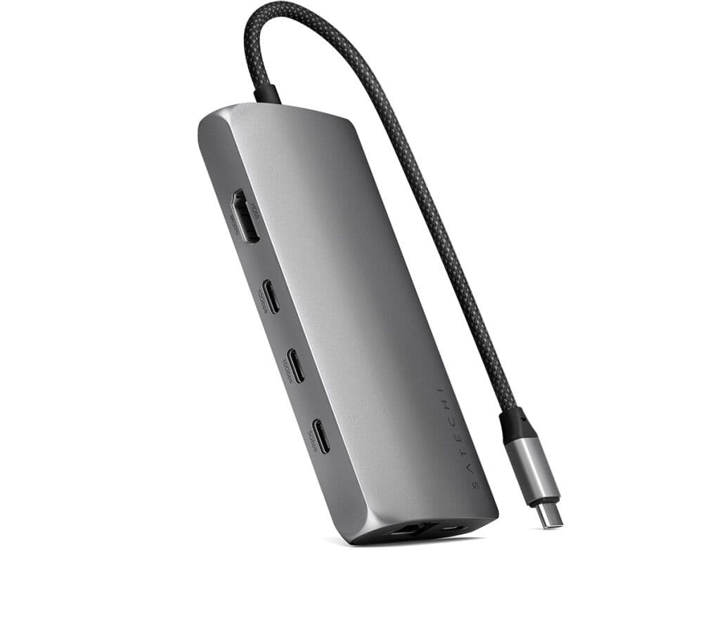 Satechi USB-C Multiport Adapter 8K med Ethernet V3 - Romgrå