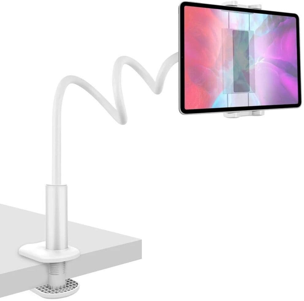 360° Holder for iPad, nettbrett og mobil med klemme fra SiGN - Hvit