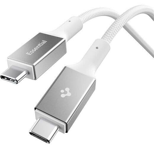 Spigen Essential USB-C til USB-C 240W stoffkabel - Hvit