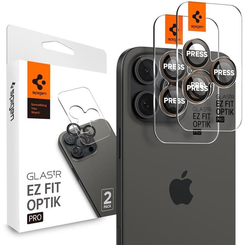 Spigen Glas.tR EZ Fit Optik Pro (iPhone Pro/ Pro Max) - Brun titanium