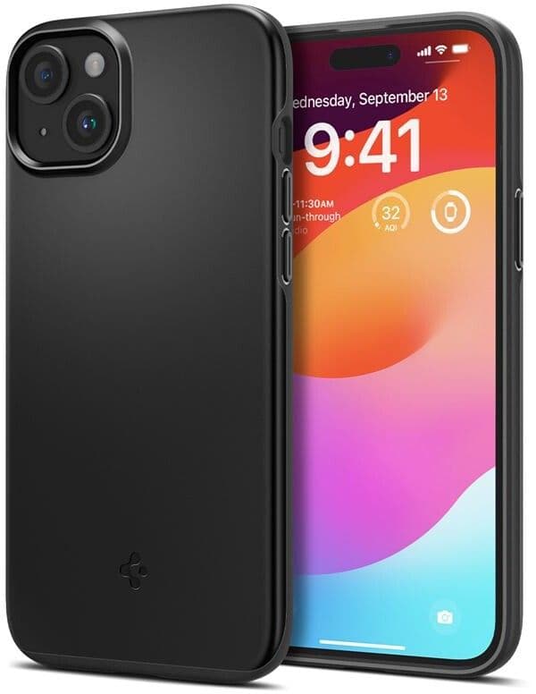 Spigen Thin Fit (iPhone 15) - Svart