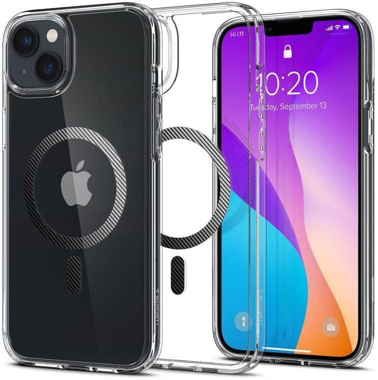 Spigen Ultra Hybrid MagFit (iPhone 14 Plus) - Gjennomsiktig/karbonfiber
