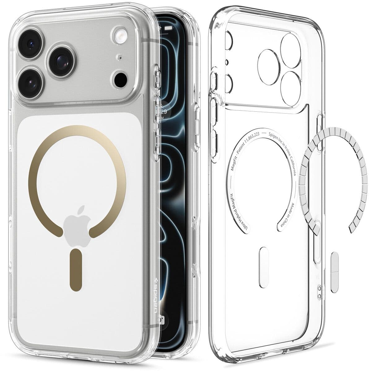 Spigen Ultra Hybrid MagFit (iPhone 17 Pro/18 Pro) - Transparent/guld
