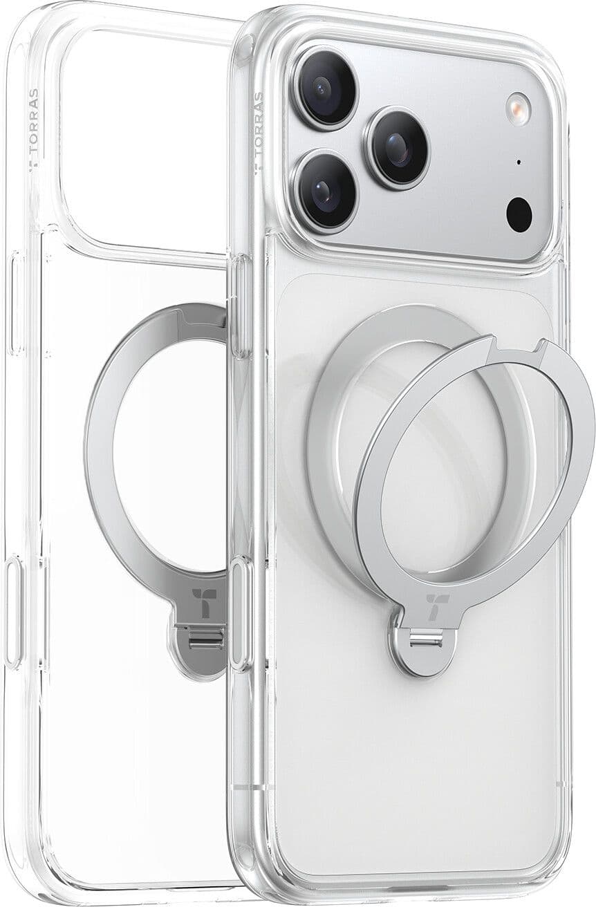 Torras Ostand Q3 Spin (iPhone 17 Pro) - Gjennomsiktig