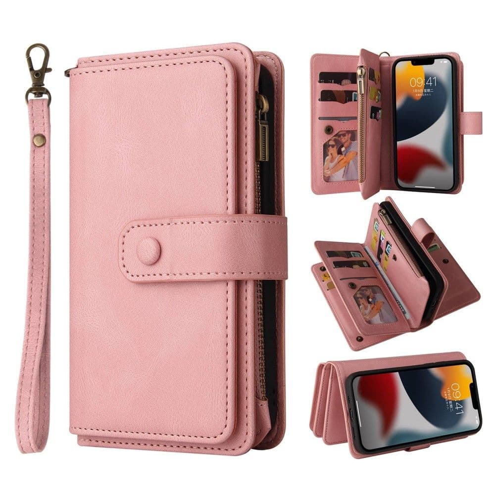 Trolsk Lommebokdeksel for 15 Kort (iPhone 14) - Rosa