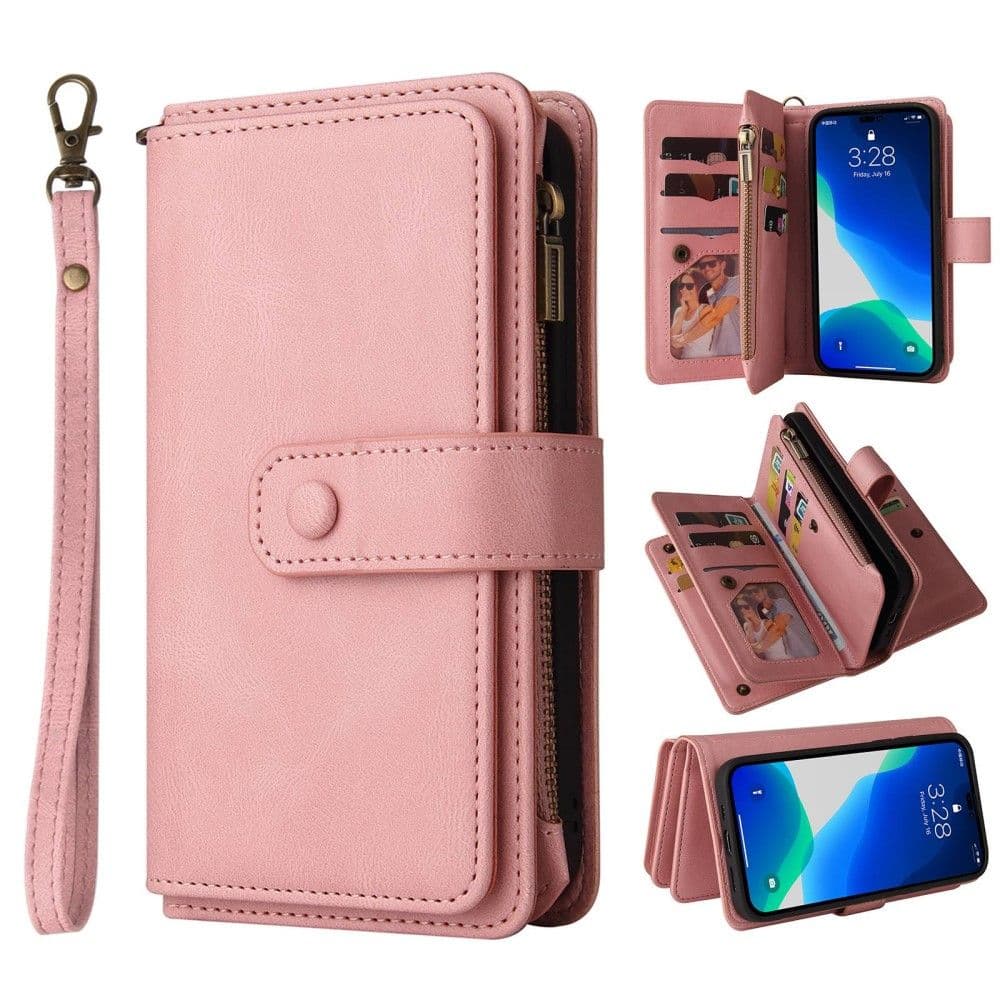 Trolsk Lommebokdeksel for 15 Kort (iPhone 14 Pro Max) - Rosa